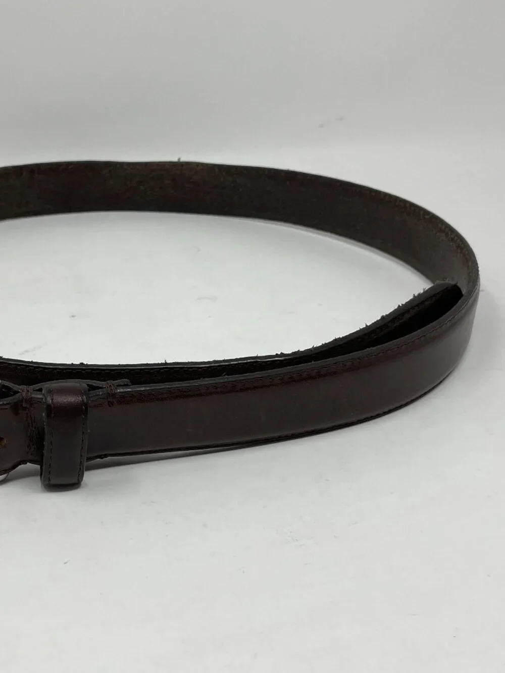J Crew Men's Brown Belt Italian Leather Silver Buckle Size 30